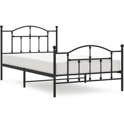 Maison Chic Kovinski Posteljni okvir - Enojna postelja - Postelja za odrasle z vzglavjem in vznožjem črn 100x200 cm, (21696102) Cene