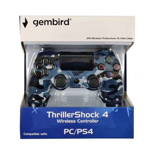 Gembird JPD-Wireless-Thrillershock PC/PS4 CAMO BLUE Bezicni gamepad sa dvostrukom vibracijom v2 Slike