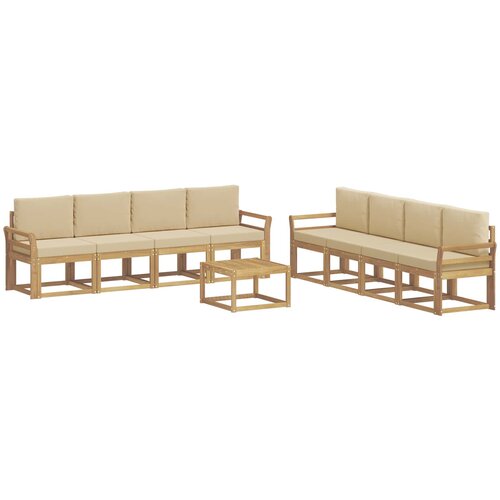 vidaXL Zunanja garnitura za sedenje z blazino 9 pcs Bela in bež, (5000270411) Cene