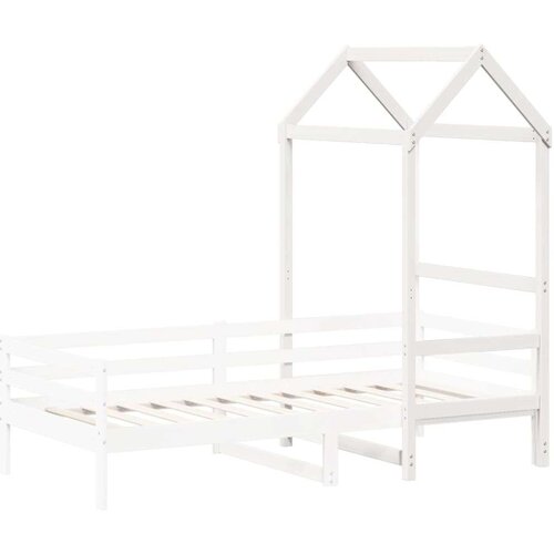 VidaXL krov za dječji krevet bijeli 118x70x176,5 cm masivna borovina Slike