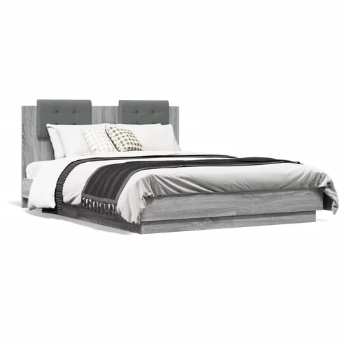  Okvir kreveta s uzglavljem LED boja hrasta sonome 140 x 190 cm