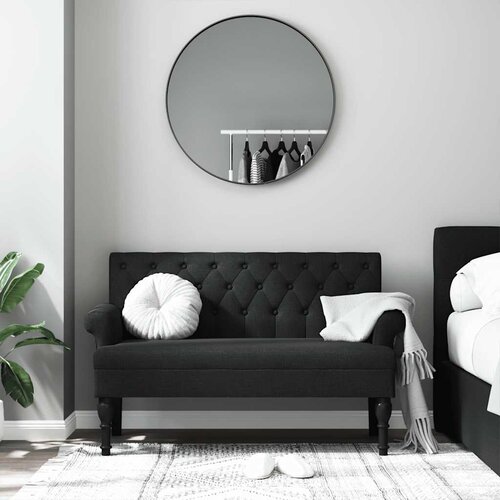  Klupa s naslonom crna 120x62x75,5 cm tkanina Slike