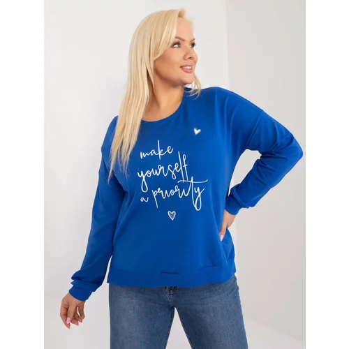 Fashion Hunters Cobalt blue women's plus size blouse with inscription
