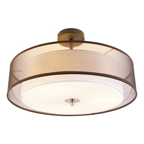 QAZQA Smart plafondlamp bruin met wit 50 cm 3-lichts incl. 3 Wifi A60 - Drum Duo Cene