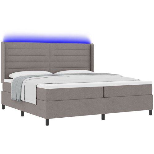 vidaXL Postelja s podstavkom in vzmetnico & LED Taupe 200x200 cm Tkanina, (22050439) Cene