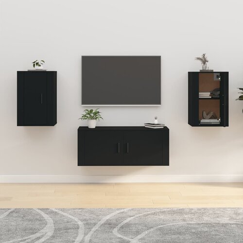 The Living Store Stenska TV omarica 2 kosa črna 40x34,5x60 cm - Stenska TV Omarica, (21375976) Cene