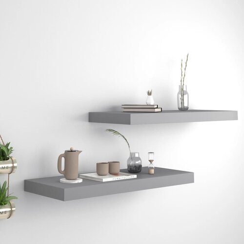 vidaXL Stenske police 2 kosa sive 60x23,5x3,8 cm MDF Cene