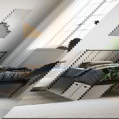 VidaXL Metalni okvir za krevet s uzglavljem crni 75x190 cm Slike