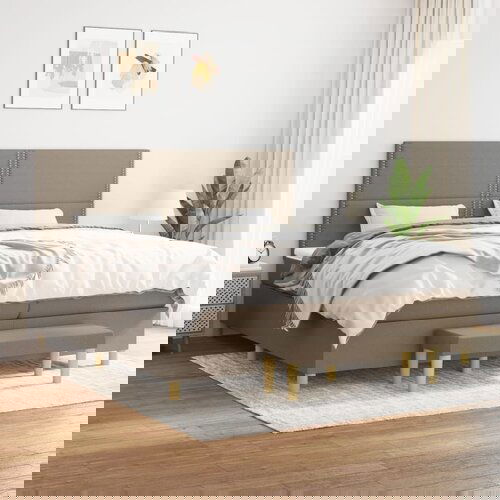 The Living Store Box spring postelja z vzmetnico taupe 200x200 cm blago - Box Spring Postelja, (21513558) Cene