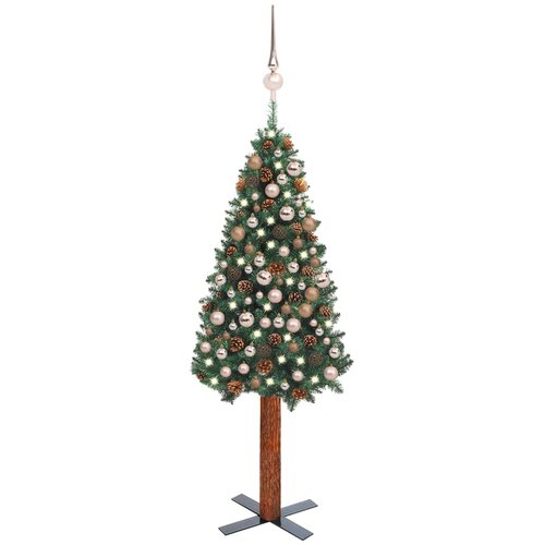  Tanko osvijetljeno božićno drvce s kuglicama zeleno 210 cm PVC Slike