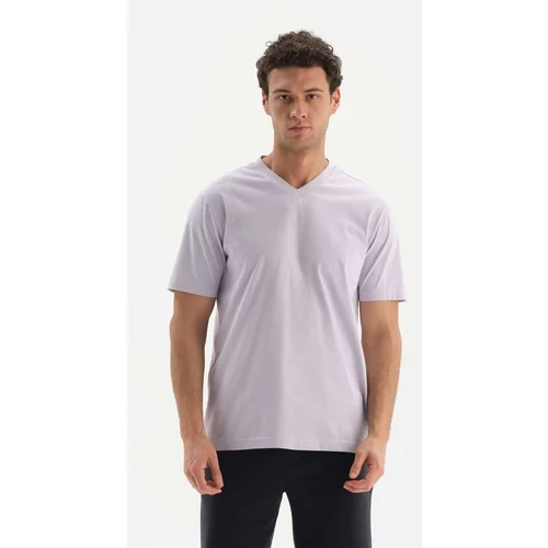 Dagi Lilac V-Neck Basic Supima T-Shirt