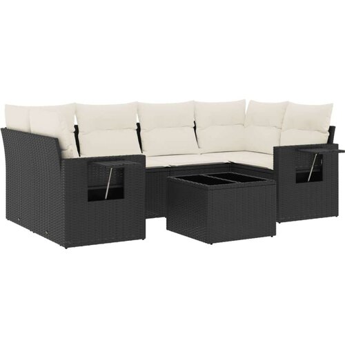 VidaXL 7-dijelni set vrtnih sofa od poliratana s jastucima crni Slike