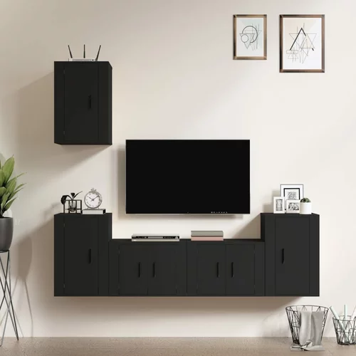 vidaXL 5-dijelni set TV ormarića crni od konstruiranog drva