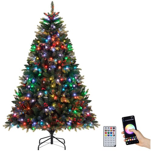 Costway Umetno božično drevo z barvnimi lučkami Božično drevo 180 cm, (5000118230) Cene