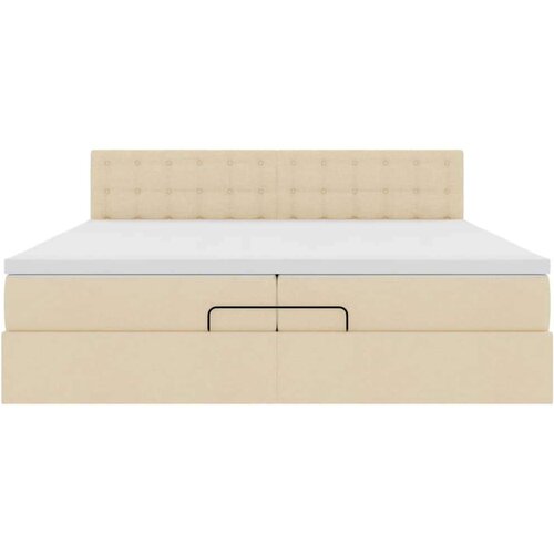 VidaXL Otomanski krevet s madracem krem 200x200 cm tkanine Slike
