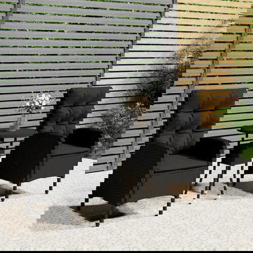 VidaXL 3-dijelni vrtni bistro set od poliratana crni Slike