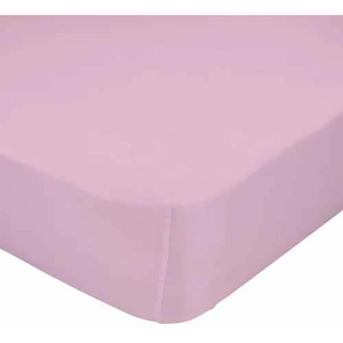 Happy Friday Basic Rožnata elastična rjuha iz čistega bombaža, 90 x 200 cm
