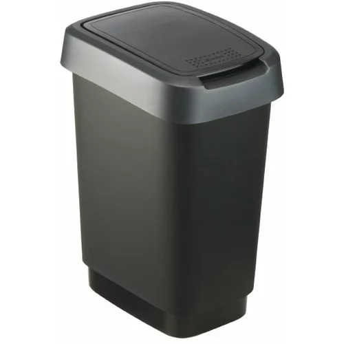 Rotho Koš za odpadke iz reciklirane plastike v srebrno-črni barvi 10 l Twist - Rotho