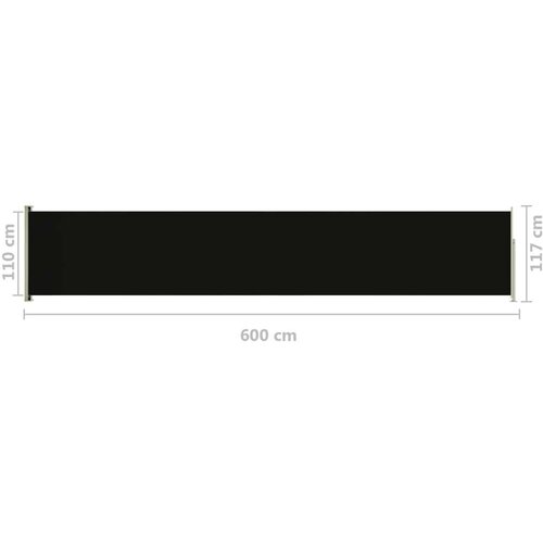 VidaXL Uvlačiva bočna tenda za terasu 117 x 600 cm crna Slike