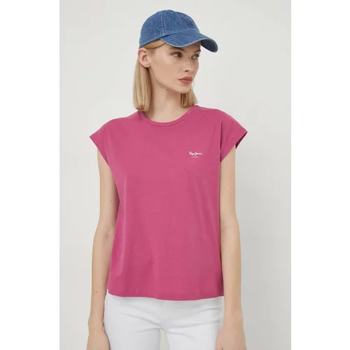 PepeJeans Bombažna kratka majica ženski, roza barva