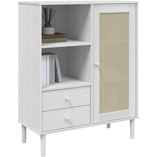  Komoda SENJA videz ratana bela 90x40x112 cm trdna bor Slike
