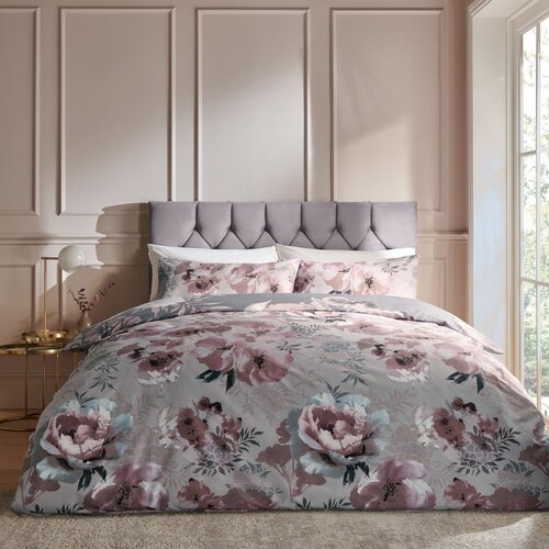 Catherine Lansfield Ružičasta/siva posteljina za bračni krevet/za produženi krevet 230x220 cm Dramatic Floral &amp;ndash; Slike