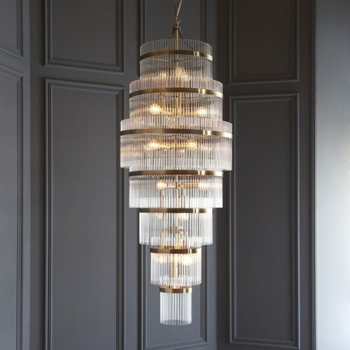  Endon 112793 - Luster na lancu MARIETTA GRAND 21xE14/6W/230V mesing/prozirno Slike