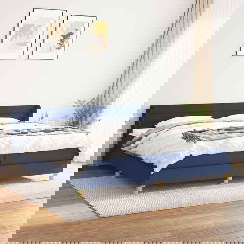  Box spring postelja z vzmetnico modra 200x200 cm blago, (20897050) Cene