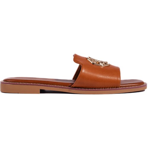 Shelvt Women's flat camel slippers Cene