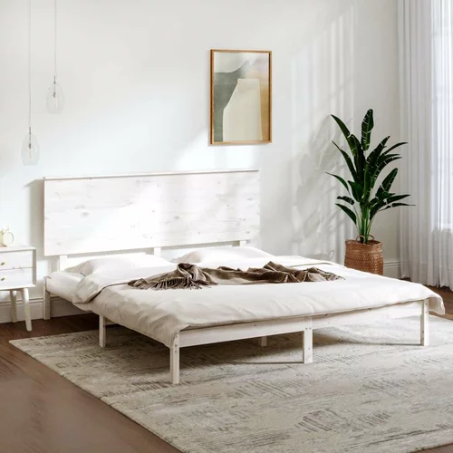  Okvir za krevet od masivnog drva bijeli 180 x 200 cm 6FT veliki