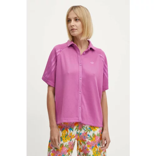 Adidas Košulja za žene, boja: ljubičasta, relaxed, s klasičnim ovratnikom, IT9717