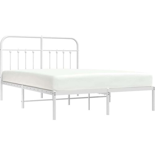 VidaXL Metalni okvir za krevet s uzglavljem bijeli 135x190 cm Slike
