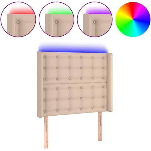 Maison Chic led posteljno vzglavje - vzglavna omarica - nočna omarica kapučino 103x16x118/128 cm umetno usnje, (21709301) Slike