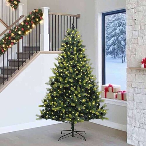vidaXL Umjetna božićna jelka s hendžite 300 LED dioda Zelena 240 cm Cijene