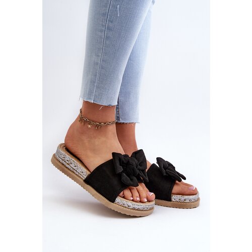 Boto Women's Platform Slide Sandals with Bow Black Aflia Cene