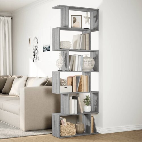 Pregrada regal za knjige 6 razina sonoma 70x24x193 cm drveni Slike
