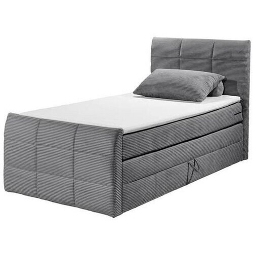 MID.YOU POSTELJA BOXSPRING x , tekstil, leseni material temno siva Slike