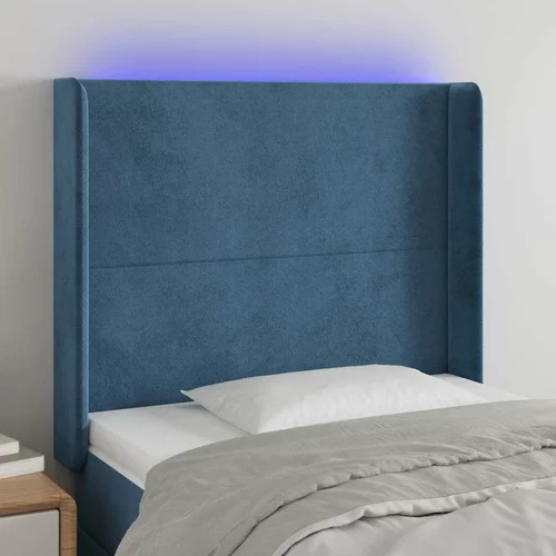 LED posteljno vzglavje temno modro 93x16x118/128 cm žamet, (20932478)