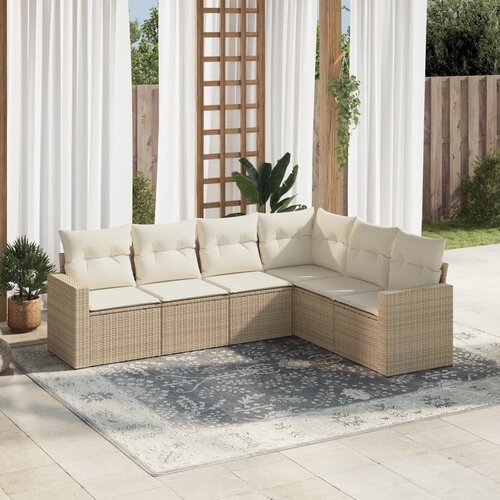 VidaXL 6-dijelni set vrtnih sofa s jastucima bež od poliratana Slike