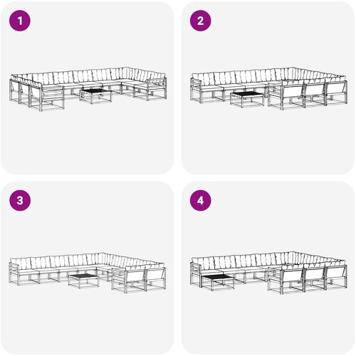  Set vanjskih sofa s jastukom 11 pcs Bijela i crna Slike