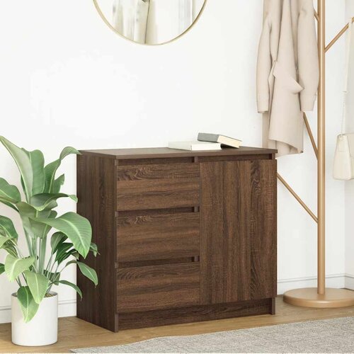 vidaXL Komoda s predalom rjavega hrasta 71x35x65 cm inženirski les Cene