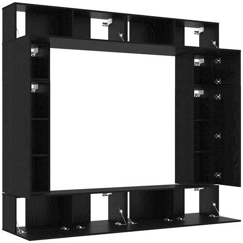 VidaXL Set TV komoda Zidne 8 pcs Crni hrast 100 x 30 x 30 cm Slike