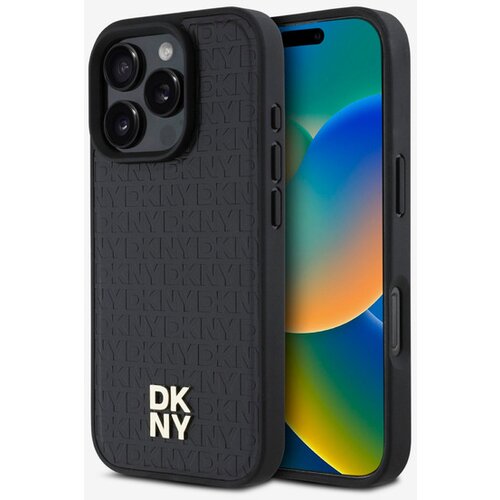 Dkny PU Leather Repeat Pattern Stack Logo MagSafe Zadn&iacute; Kryt pro iPhone 16 Pro Black Ovitek za telefon Vijolična Cene