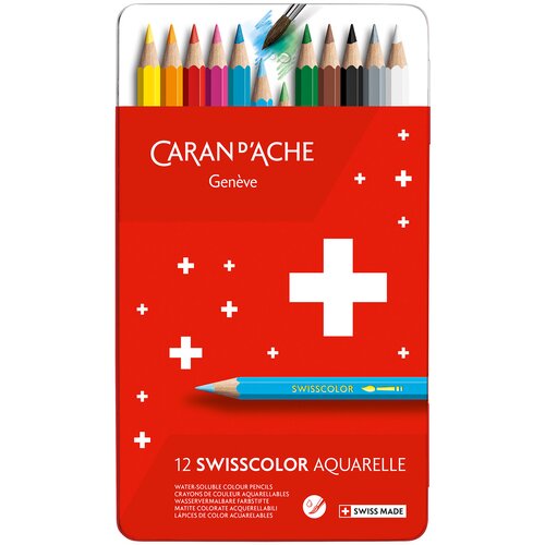 CARAN D&amp;#039;ACHE Set drvenih bojica Swisscolor Metal 12 kom Slike