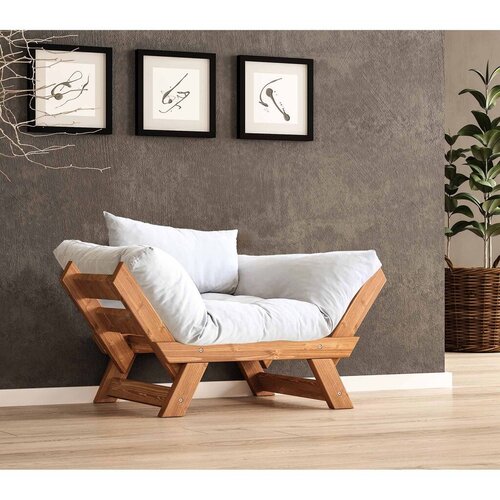 Hanah home Ba&scaron;tenska sofa sa jednim sedi&scaron;tem i jastukom, Tikovina i bela Cene