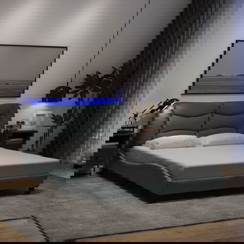 Furnova Posteljni okvir z LED brez vzmetnice svetlo siv 140x200 cm, (21935035) Slike