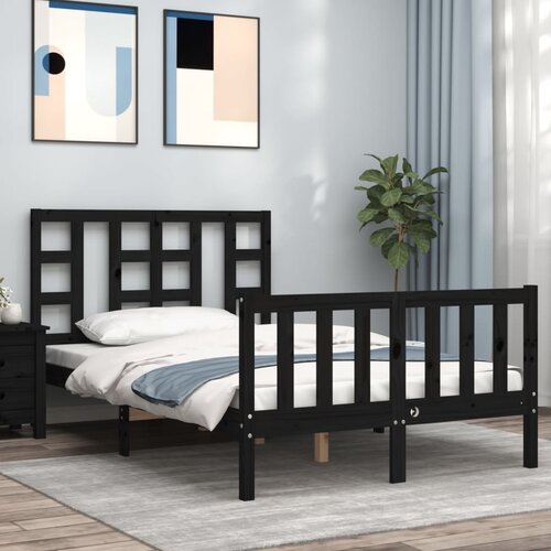  Za krevet s uzglavljem crna 120x200cm od masivnog drva Slike