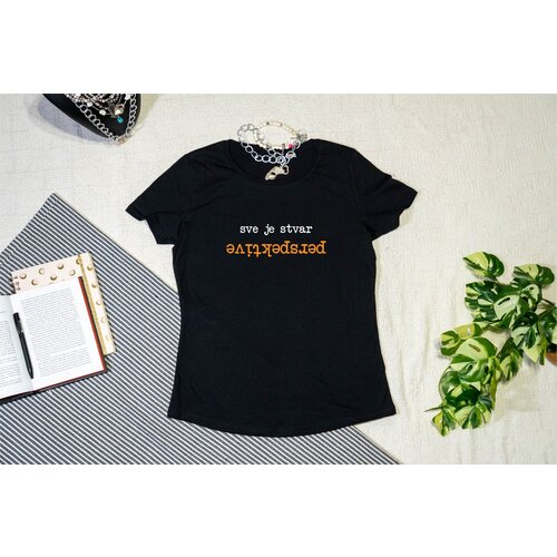  Stvar perspektive - Strukirana majica Crna L Cene