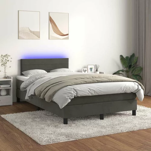  Krevet box spring s madracem LED tamnosivi 120 x 200 cm baršun