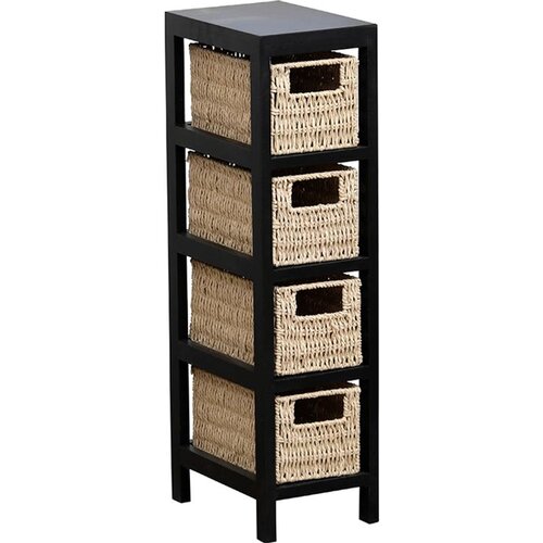 Tendance ORMARIĆ SA 4 LADICE 64,5X17X24 CM, MDF, NATUR/CRNI Cijene